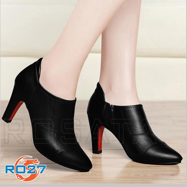 Giày boot nữ Rosata cổ thấp chỉ nối RO27