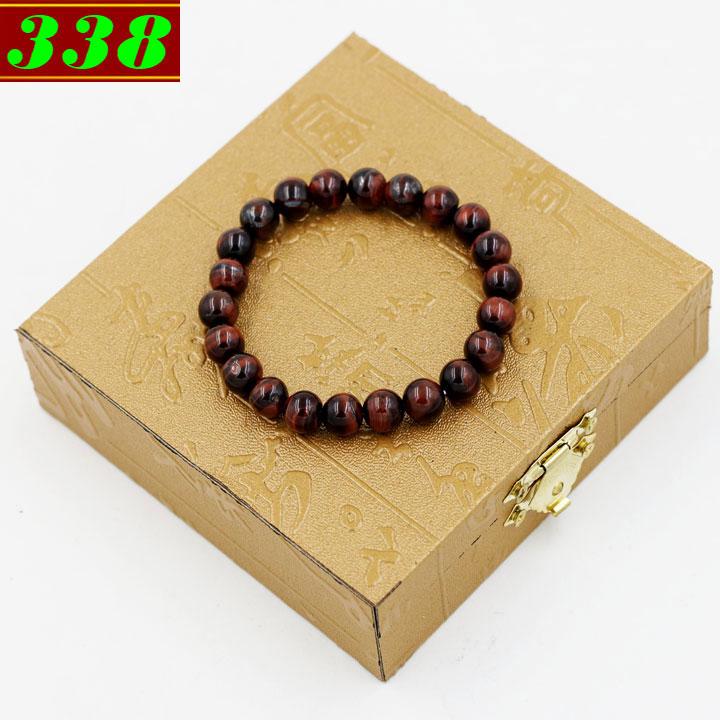 Vòng chuỗi đeo tay đá mắt hổ đỏ đen 8 ly 22 hạt