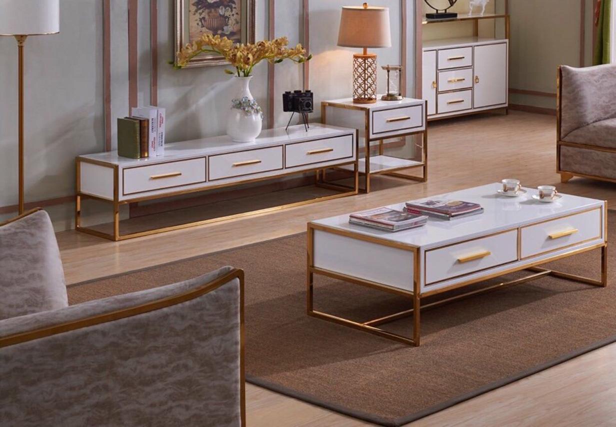 Bàn sofa khung inox mạ vàng Mina Furniture MN-A8197 (1300*700*420)