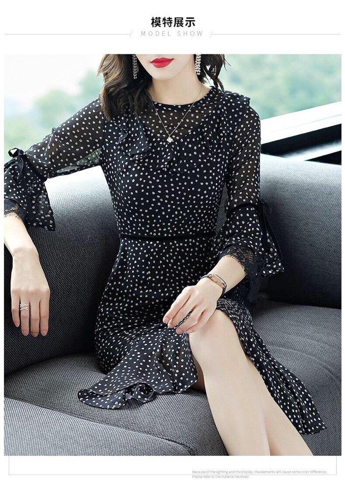 ĐẦM SUÔNG ĐUÔI CÁ CHẤM BI SANG TRỌNG THANH LỊCH Beyeu1688 - BY4325A