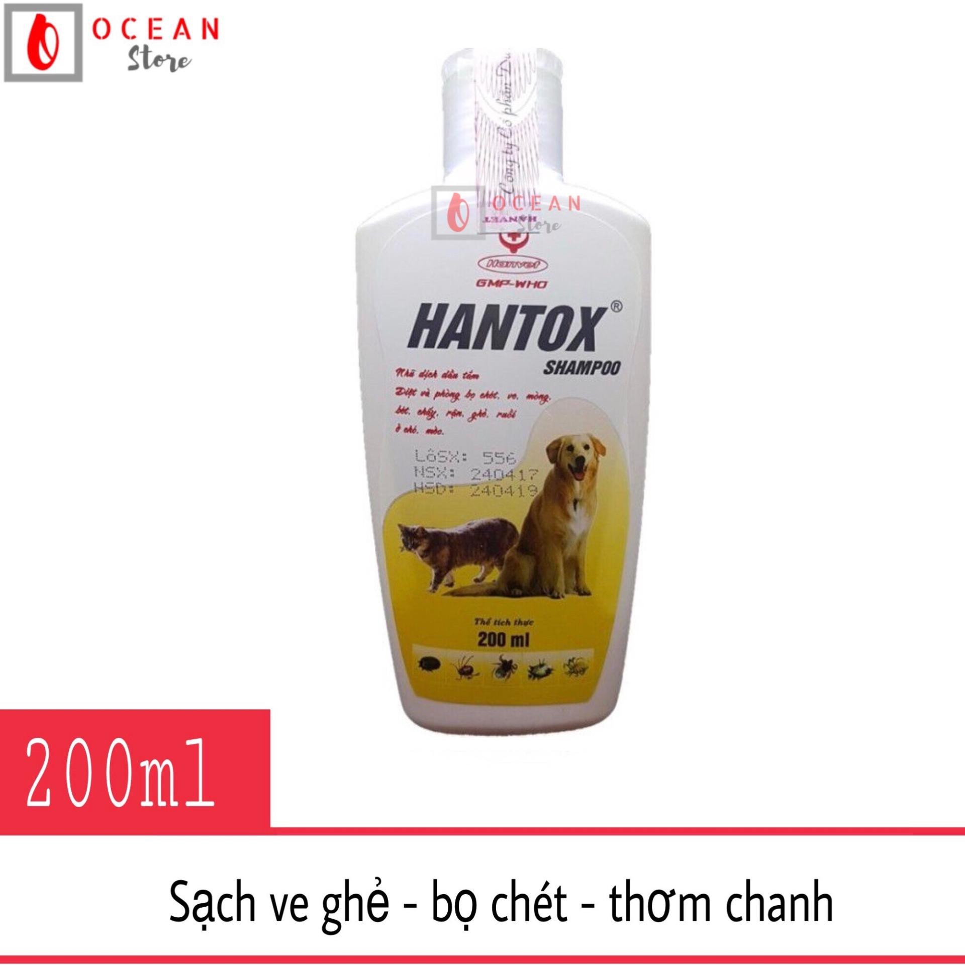 Sữa tắm sạch ve ghẻ, bọ chét chó mèo - Hantox Shampoo Vàng