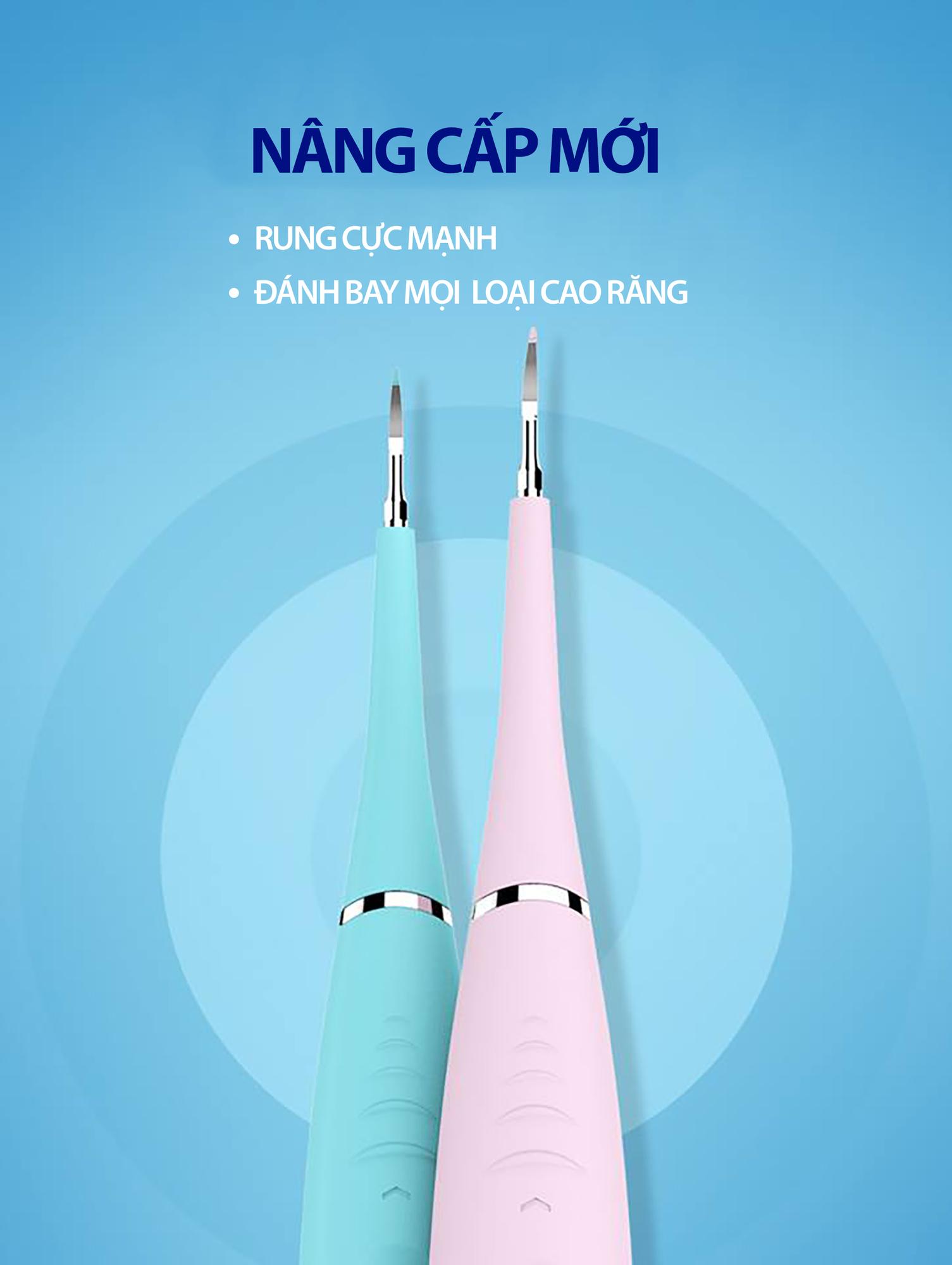 Máy Lấy Cao Răng Cầm  Tay Mini Dental flutterSử Dụng Sạc 3 Chế Độ Rung Loại Sạch Mảng Bám, Cao Răng,Vết Ố Cứng Đầu Nhất  (nhập khẩu từ nhật bản)