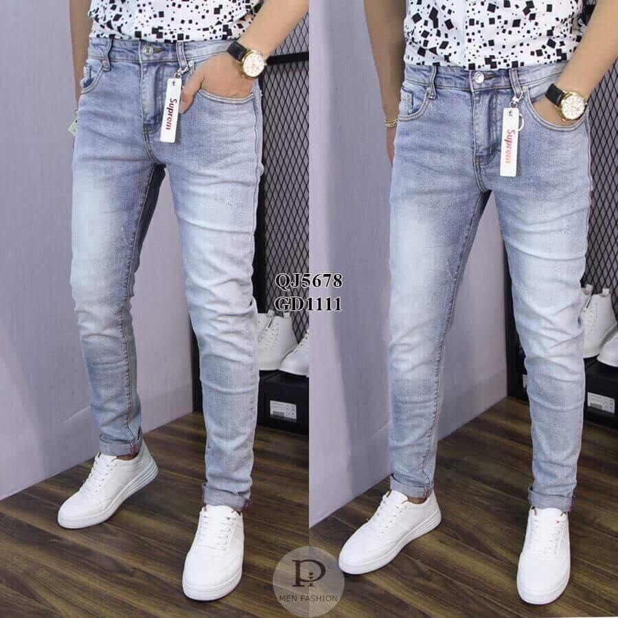 Quần jean nam body - Vải jean dày co giãn tốt