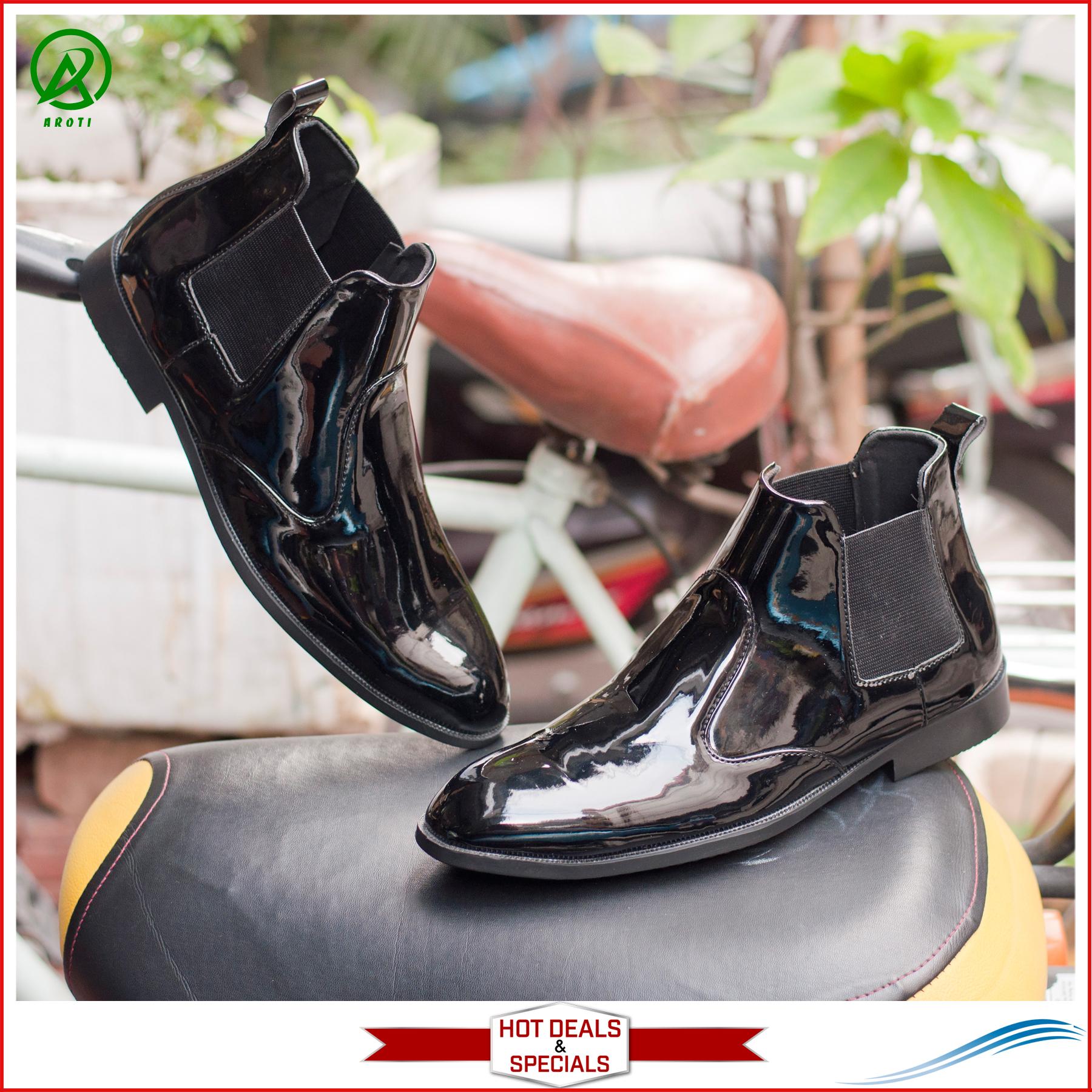 Giày Chelsea boot nam đẹp cổ chun da bóng CB520