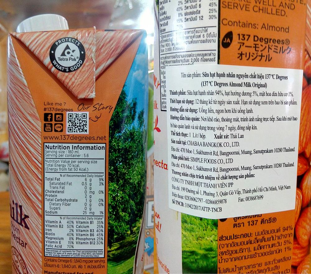 COMBO 5 HỘP SỮA HẠT NGUYÊN CHẤT 137 DEGREES 1000ML ( 2 hộp óc chó, 1 hộp hạt dẻ, 2 hộp hạnh nhân)