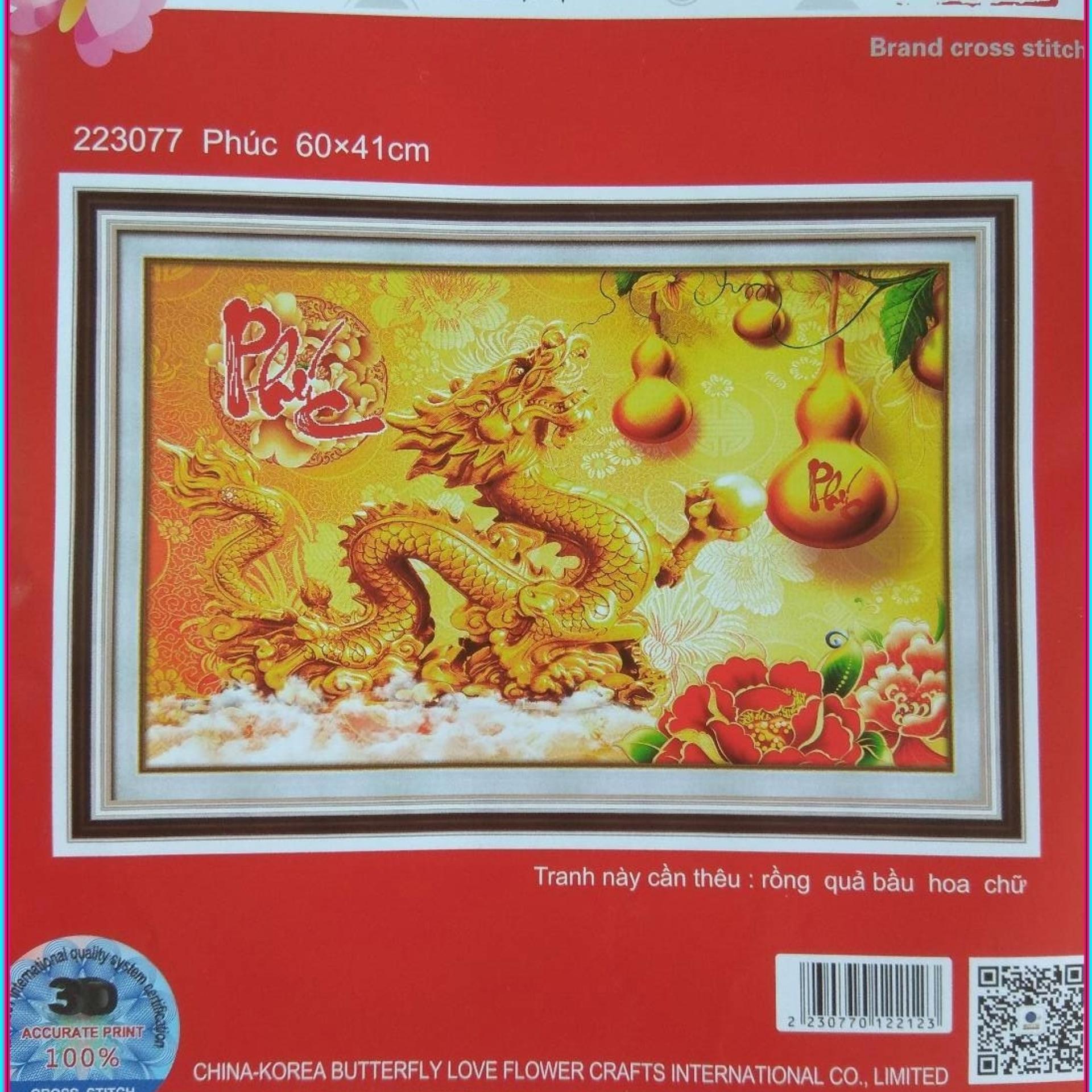 Tranh thêu chữ thập chữ Phúc con rồng DLH-223077-Siêu thị tranh thêu
