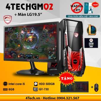 Máy tính chơi Game 4TechGM02 core i5, ram 8GB, hdd 500gb, vga GT730, màn hình LG 19.5inch(chuyên LOL, Stream) - Tặng Phím Chuột Game DareU.
