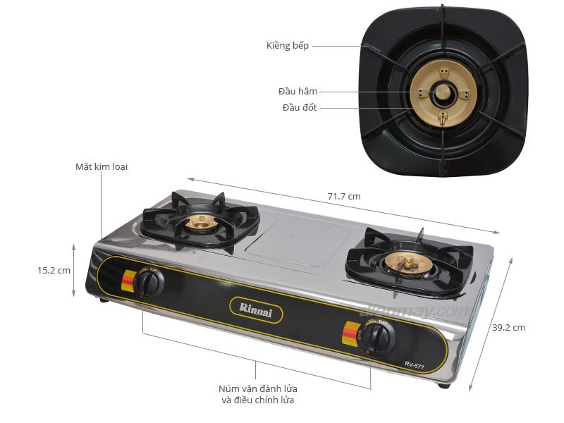 Bếp gas đôi Rinnai RV-577 BK (Bạc)