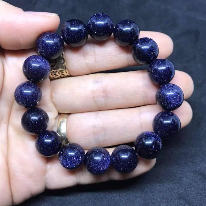 Vòng tay phong thủy đá kim sa xanh dương 12ly