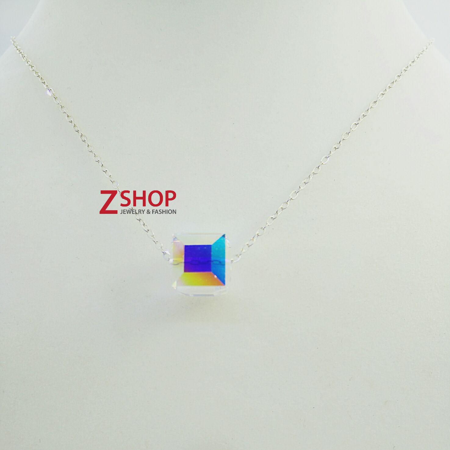 Hạt pha lê Swarovski vuông trắng lấp lánh 10 ly