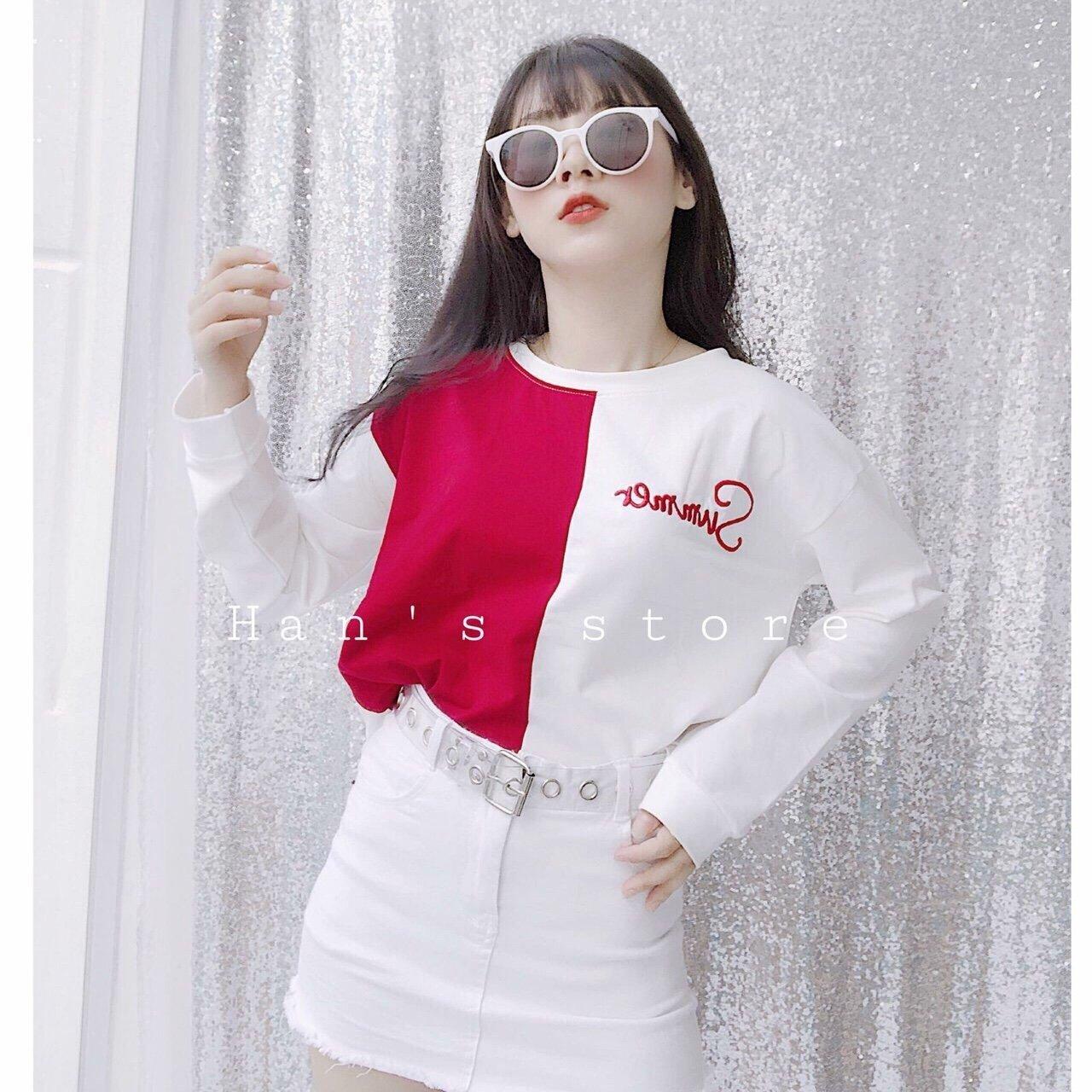 Áo thun tay dài phối hai màu cá tính TTS0088