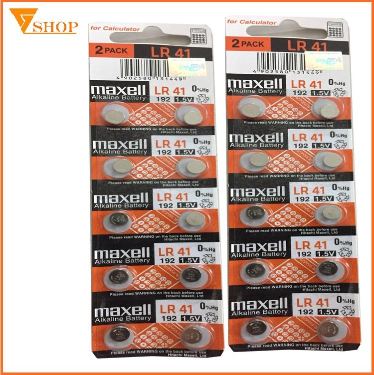 4 viên pin LR41, Ag3 Maxell