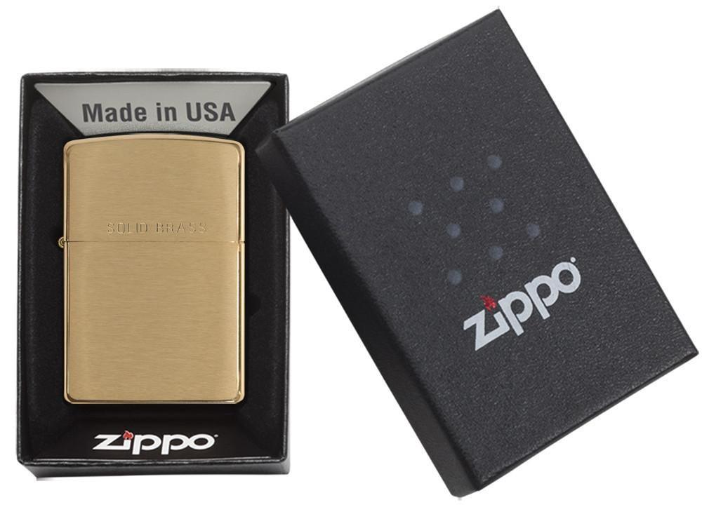 Zippo Brushed Brass Engraved Lighter 204