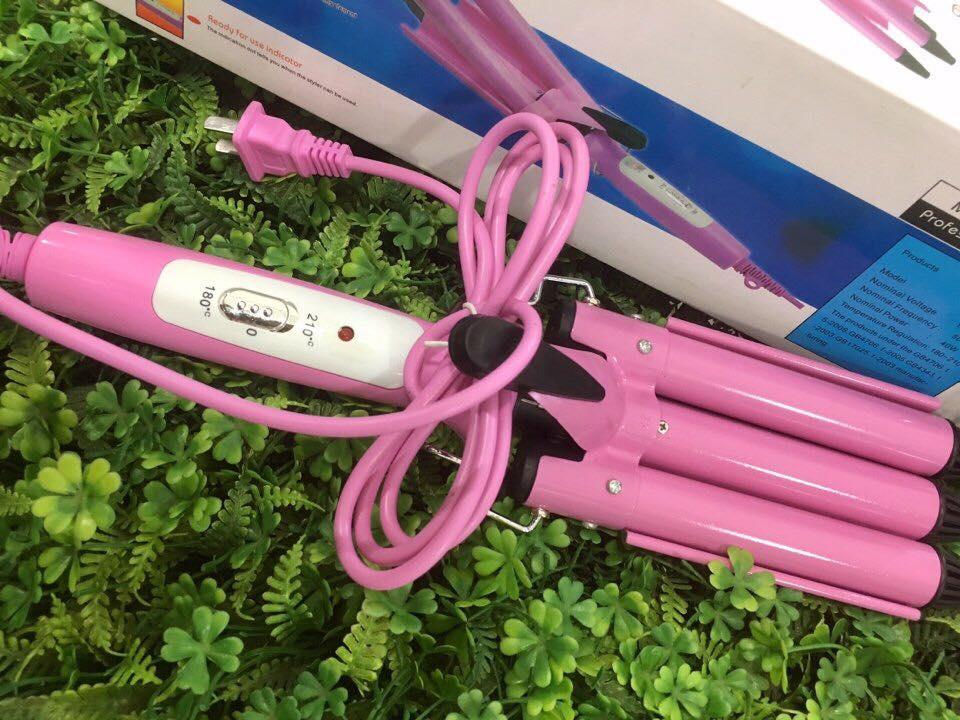 MÁY UỐN TÓC GƠN SÓNG 3 TRỤC ( HỒNG )