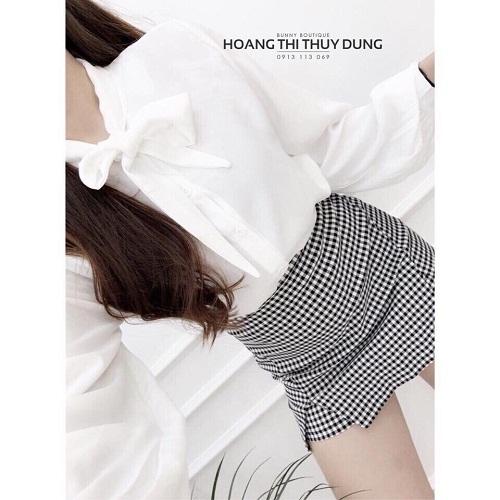 Áo sơ mi nữ voan cổ nơ cực xinh