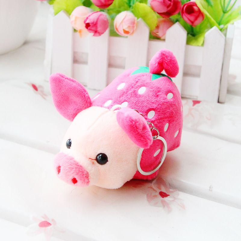 [HCM SHIP NHANH]Móc khóa gấu bông heo trái cây (ngang 10.5 cm, màu hồng)