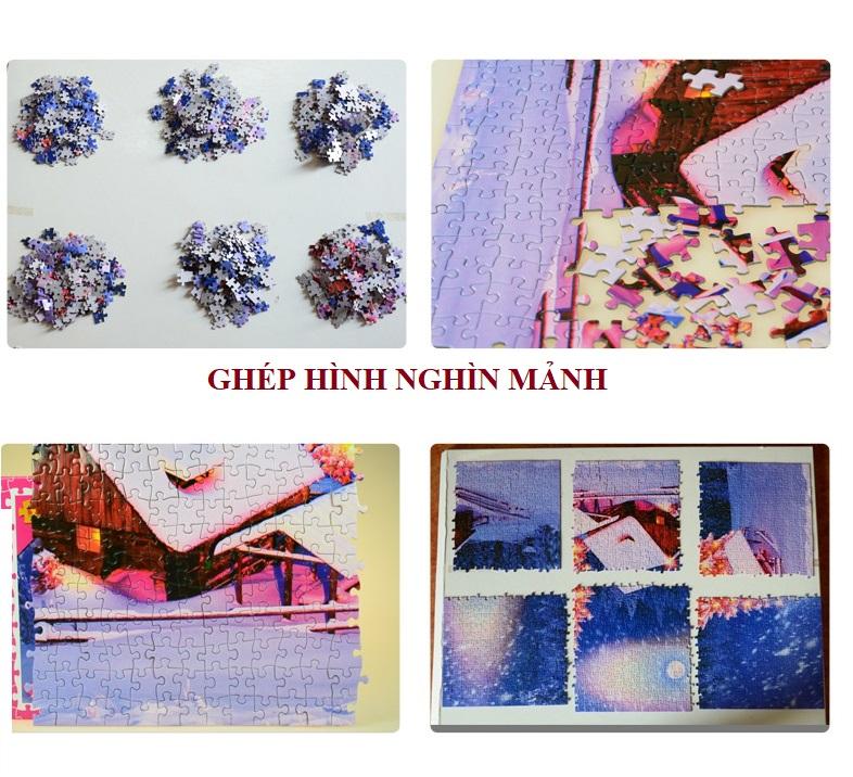 [HCM]Tranh Xếp hình 1000 miếng gỗ: đôi công