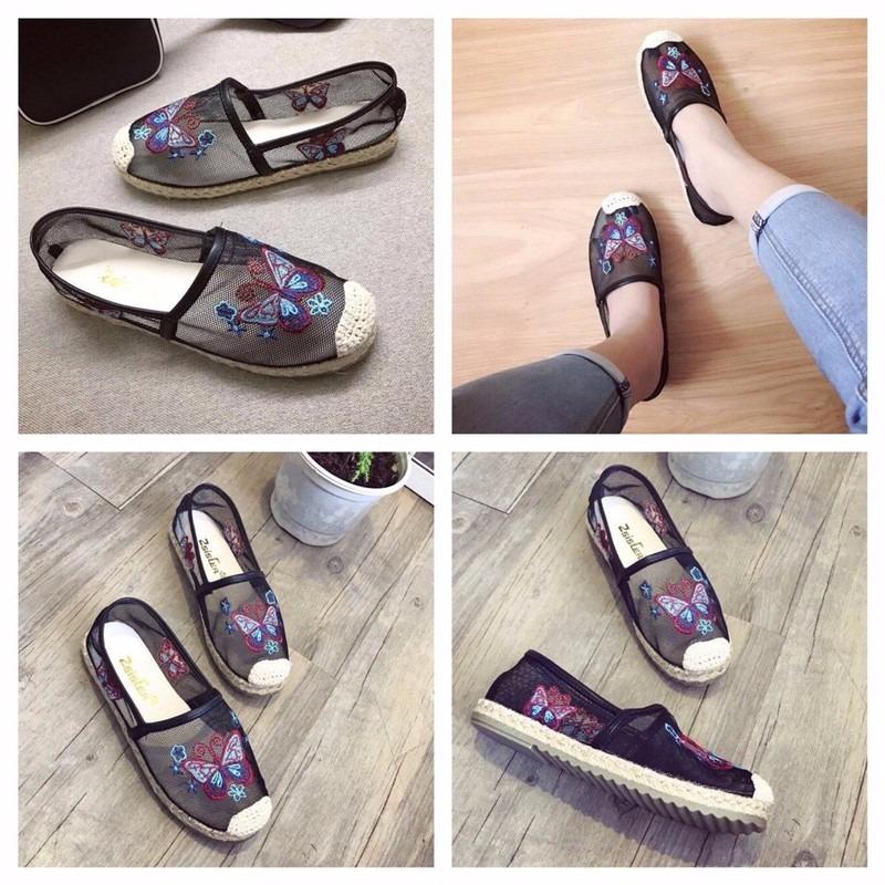 Giày slip-on thêu bướm cao cấp