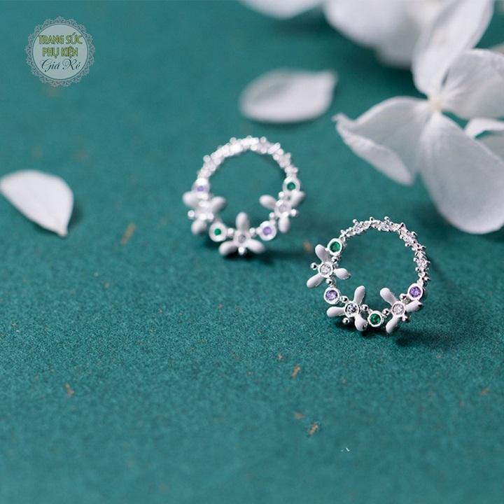 Hoa tai nữ vòng tròn hoa sát tai HT191