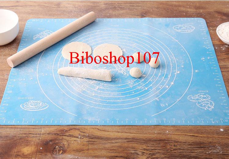 Tấm lót nhào bột silicon 40x50cm + Cán lăn gỗ 28cm