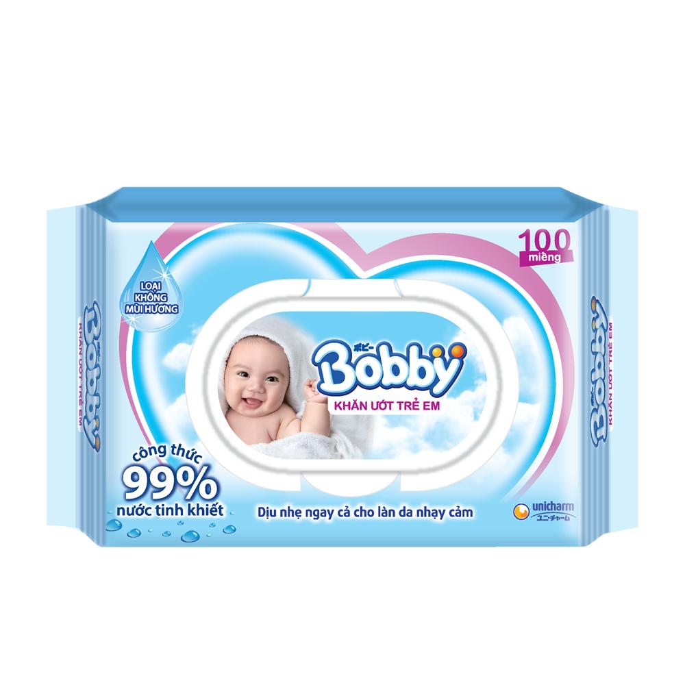 KHĂN ƯỚT BOBBY KHÔNG MÙI 100 MIẾNG