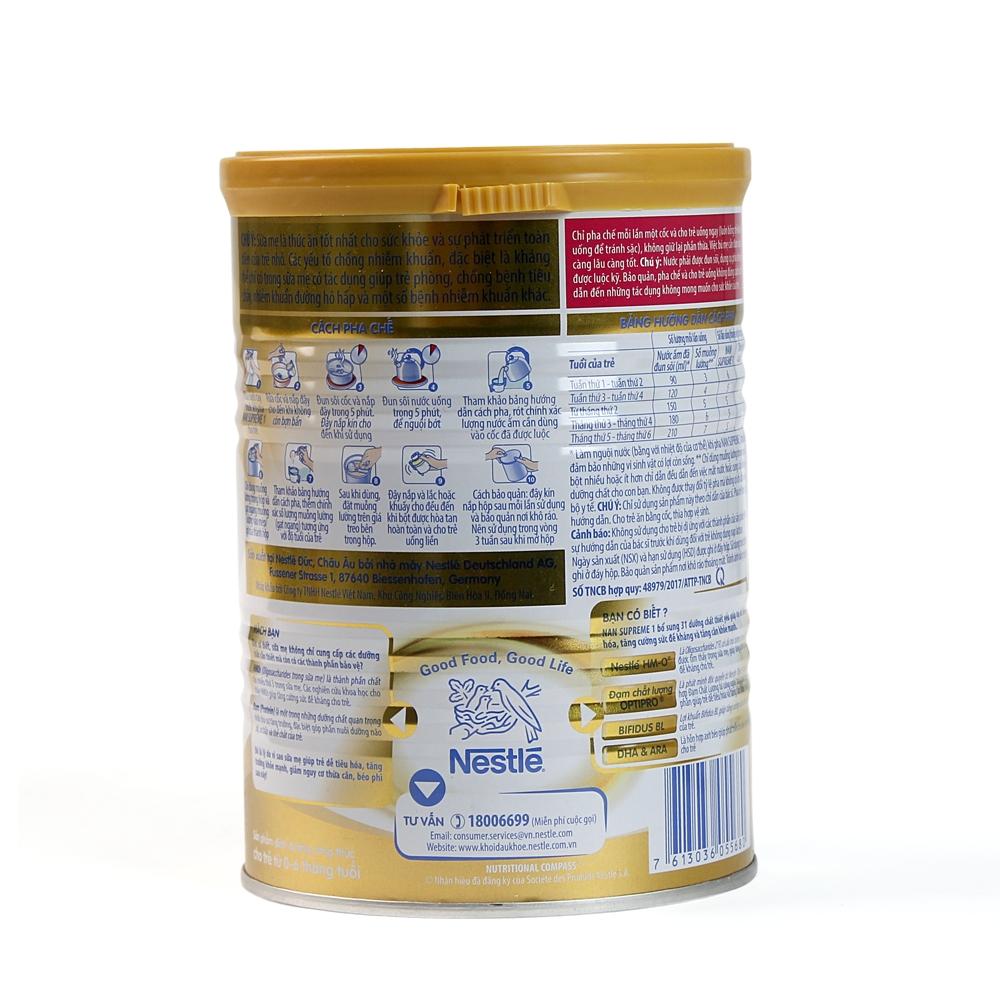 Sữa bột Nestle NAN Supreme số 1 lon 400g (cho bé 0 - 6 tháng tuổi)