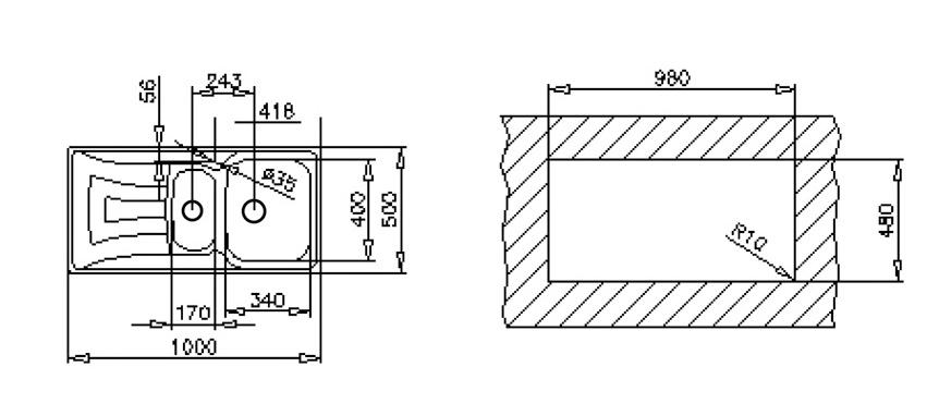 Bồn rửa chén chìm UNIVERSO 1 1/2 B 1D