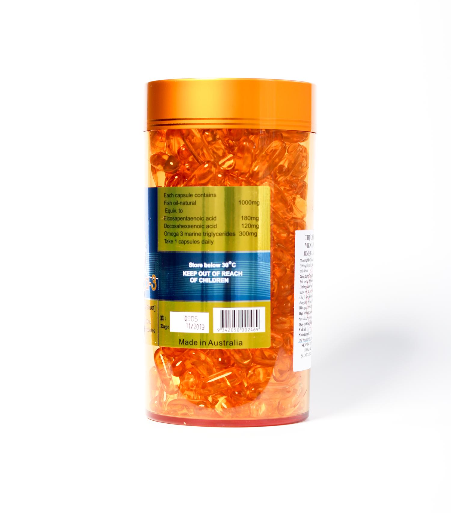 Omega 3 Viên Nang Mềm Dầu Cá Costar Úc 1000Mg (365 Viên)