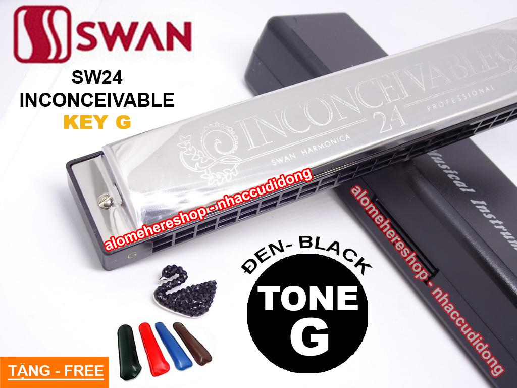 Kèn harmonica tremolo Swan Inconceivable SW24 Key G (Đen)