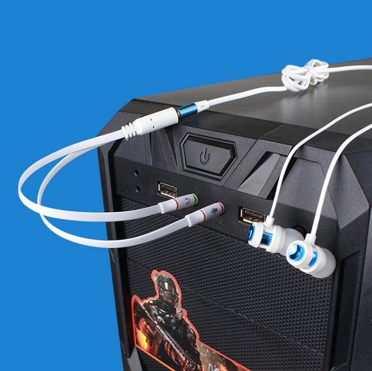 Cáp gộp audio và mic ra cổng 3.5 mạ vàng cao cấp (Đỏ)