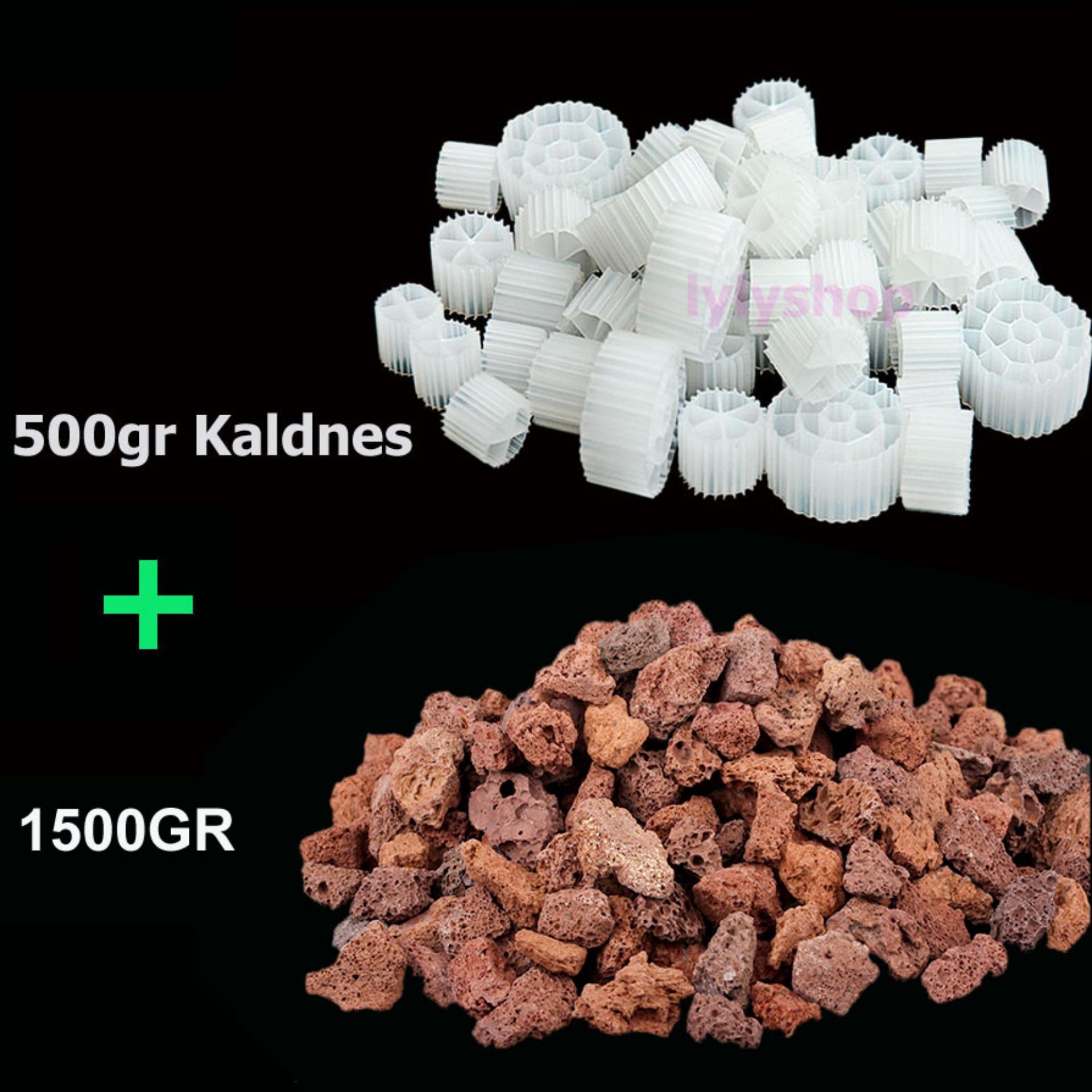 LAVA ROCK (1500GR) + 100GR EVOLUTION AQUA KALDNES K1 MICRO FLUID MOVING BED FILTER MEDIA 3 LITRE - MATURE