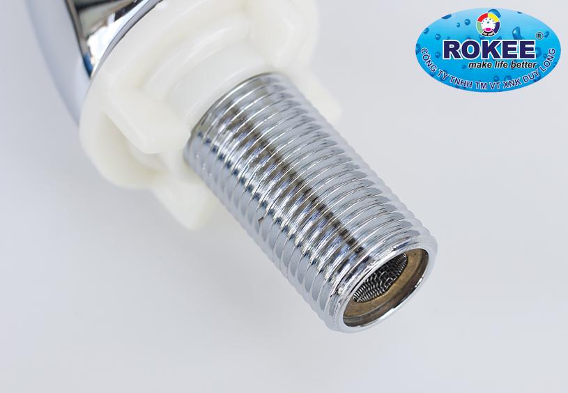 Vòi lavabo lạnh nhấn hơi Rokee DL311 (Trắng bạc)