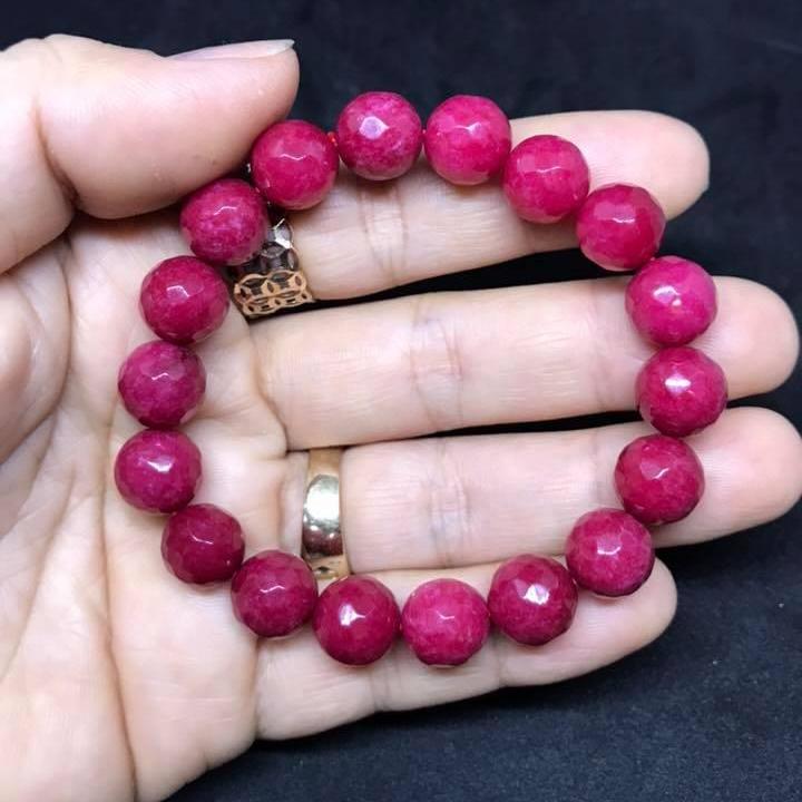 [HCM]VÒNG TAY HỒNG RUBY MÀI GIÁC 10LY