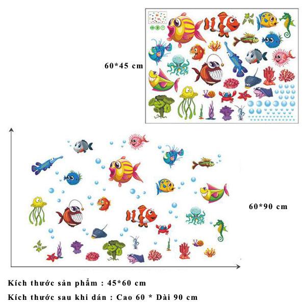 Decal dán tường thế giới dưới nước Sticker Tranh Dán Tường XH6230- Decal dán tường động vật - Decal dán tường hình thú