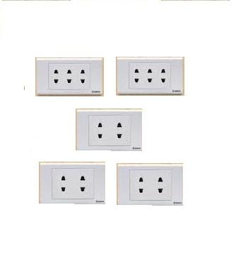 Combo - 3 cái ổ cắm đôi 2 chấu + 2 cái ổ cắm ba 2 chấu - sino