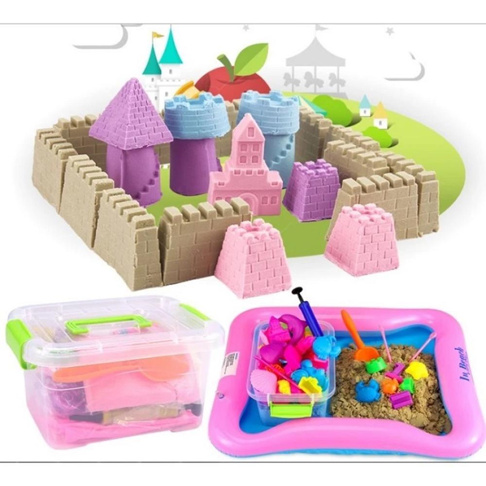 Bộ đồ chơi Cát động lực vi sinh tạo hình LÂU ĐÀI gồm: Hộp nhựa 0,8kg Cát Bể hơi Đủ khuôn KamiHome vận chuyển - MS