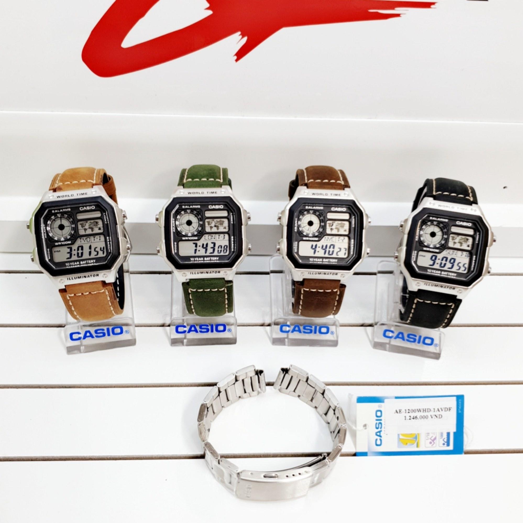[HCM]Dây da đồng hồ Casio AE-1200WH các loại ( Màu nâu sậm )
