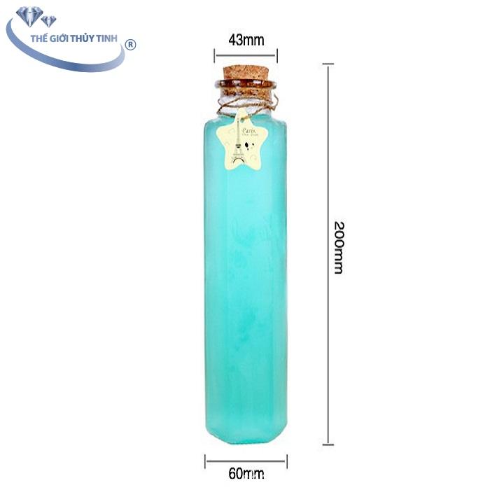 [HCM]Chai Thủy Tinh Lục Giác 350ML Nút Bần