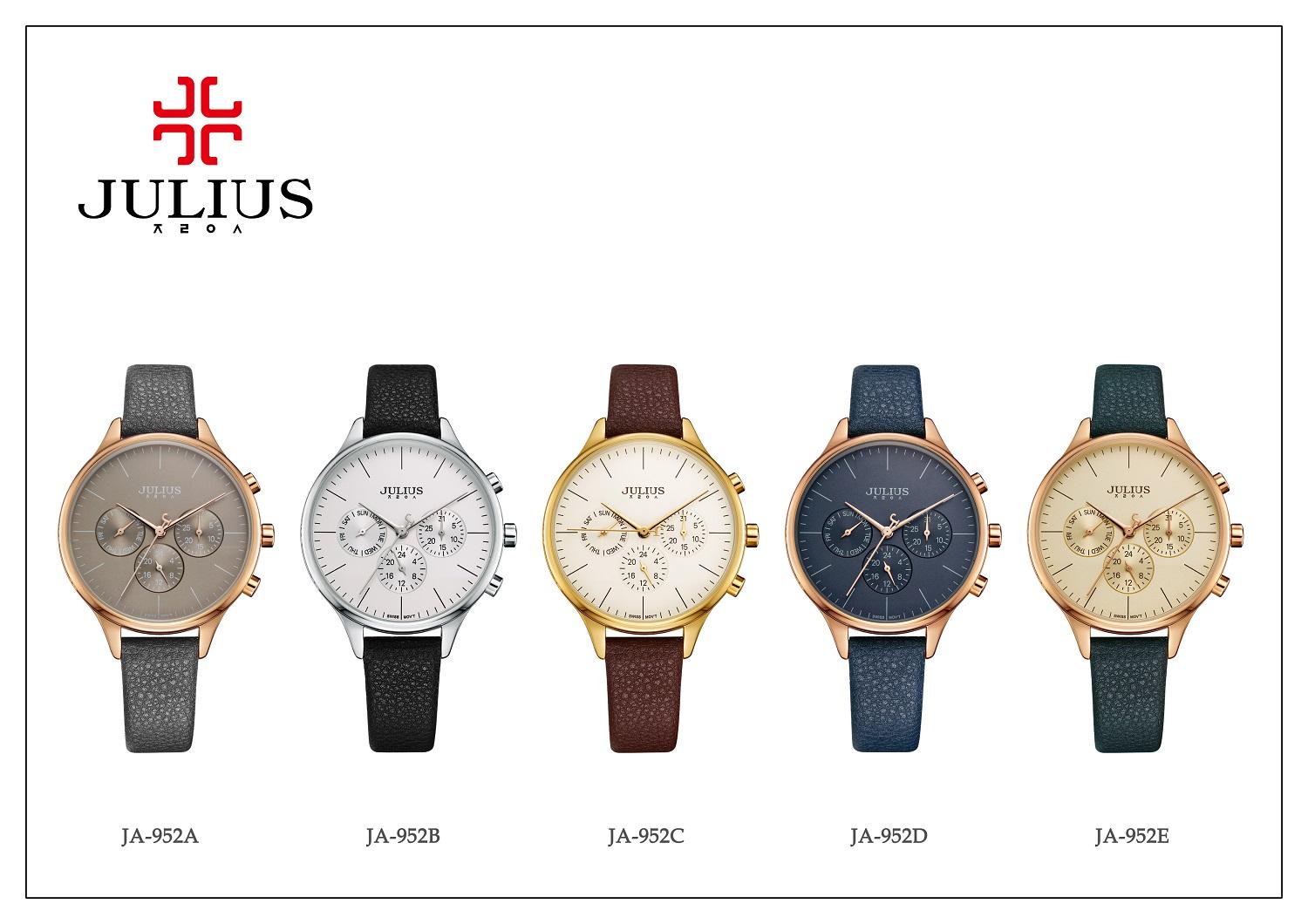 ĐỒNG HỒ NỮ JA-952E JULIUS HÀN QUỐC DÂY DA (XANH LÁ)