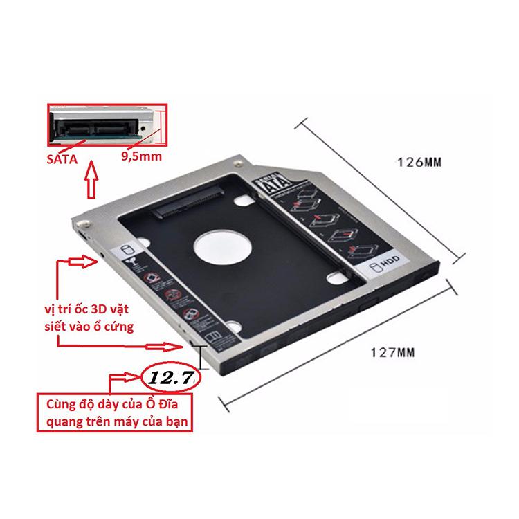 Khay lắp ổ cứng SSD/HDD CADDY BAY dày 12.7mm 2.5Inch