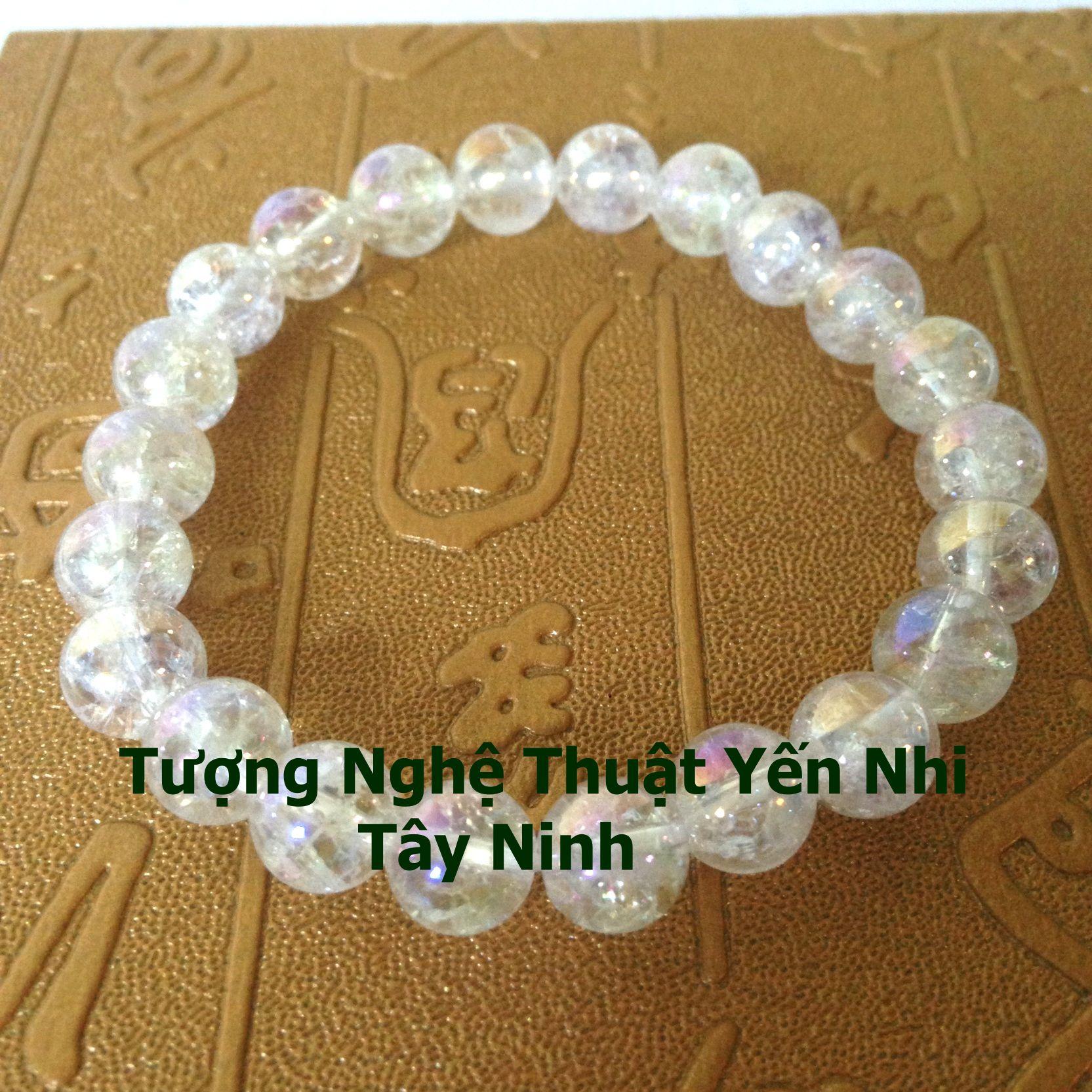 Vòng tay Thạch anh Tuyết ( thạch anh trắng xử lý) hạt 10ly