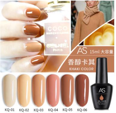 Sơn móng gel AS Nâu KhaKi 6 màu chai 15ml