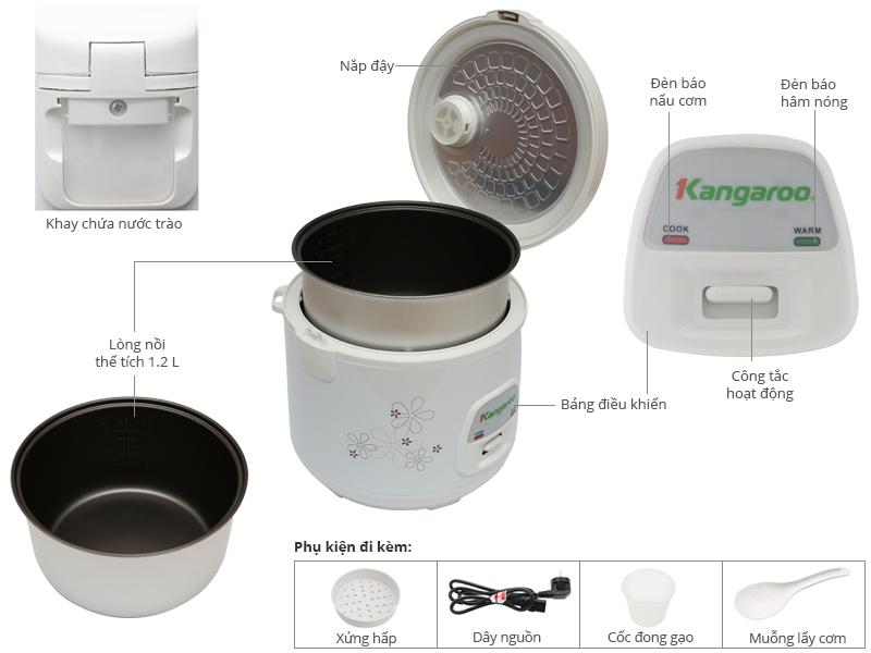 NỒI CƠM ĐIỆN KANGAROO KG18N 1.2L