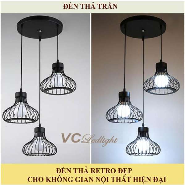 ĐÈN THẢ TRẦN BỘ 3 - PHONG CÁCH RETRO