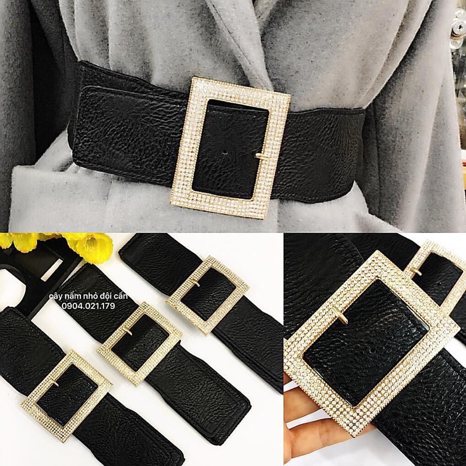 thắt lưng chun nữ-bản 7cm,mặt chữ nhật đính đá