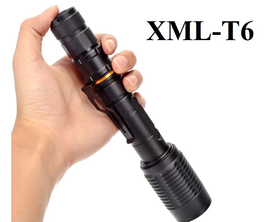 Đèn pin cầm tay CREE XML-T6 siêu sáng Tặng kèm 2 pin 3.7v 4200mAh và sạc