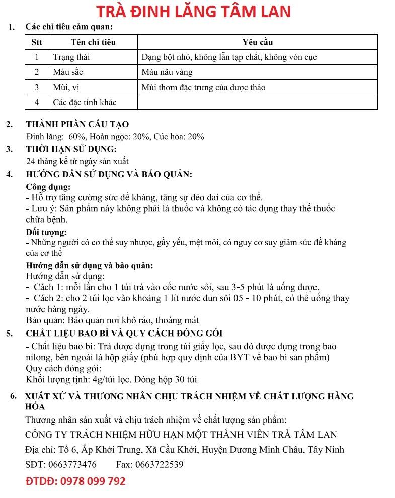 05 hộp Trà Đinh Lăng Tâm Lan