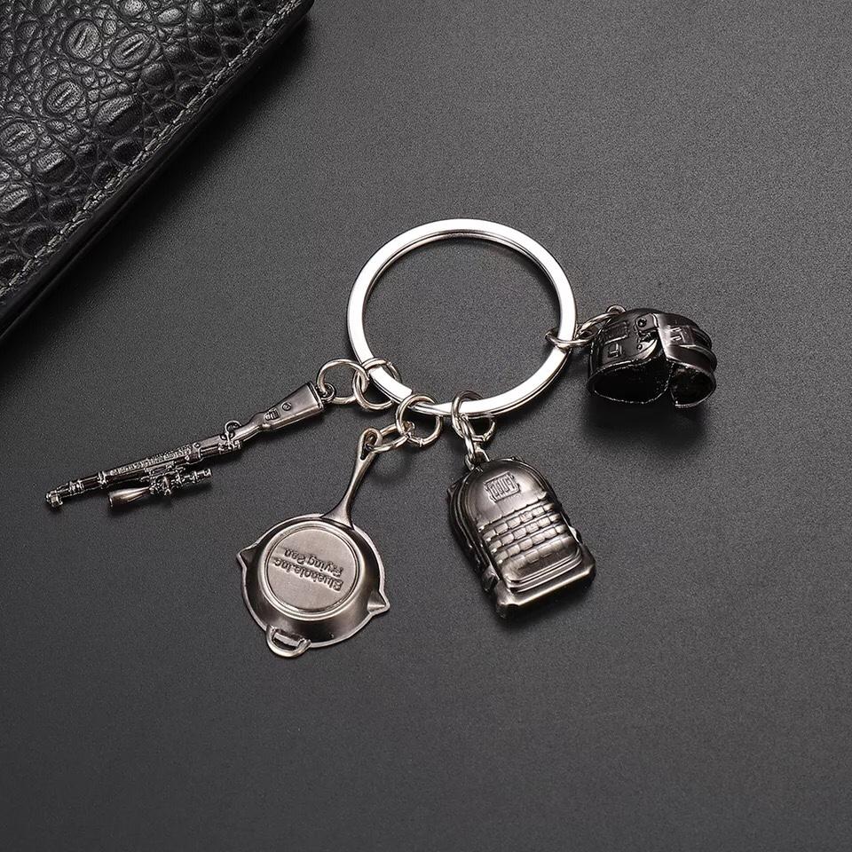 Combo 4 móc khóa PUBG mini - Chảo mũ giáp K98