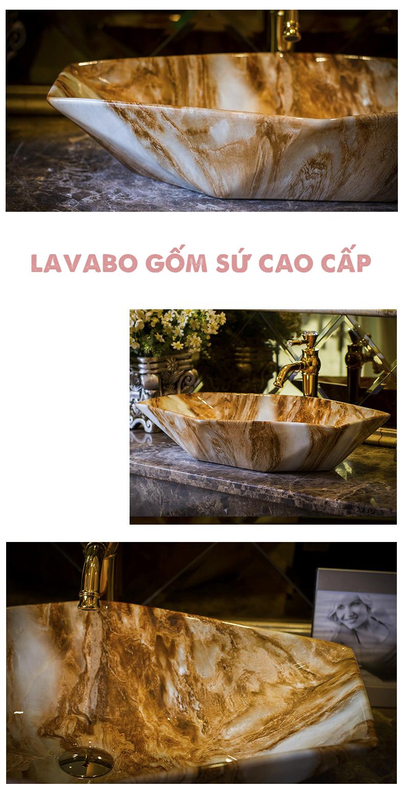 Chậu rửa lavabo gốm sứ nghệ thuật LAV005– Mô hình lục giác mới lạ