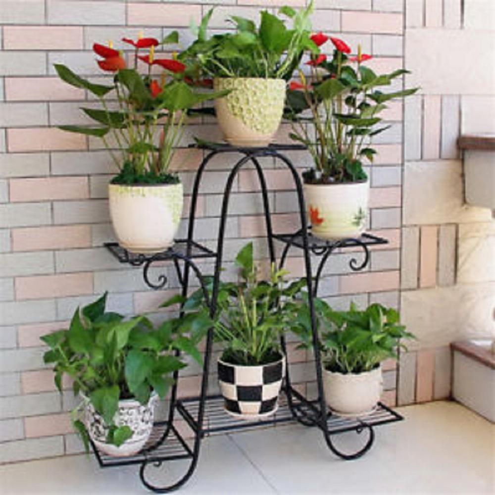 Kệ sắt để cây cảnh 6 tầng màu đen
